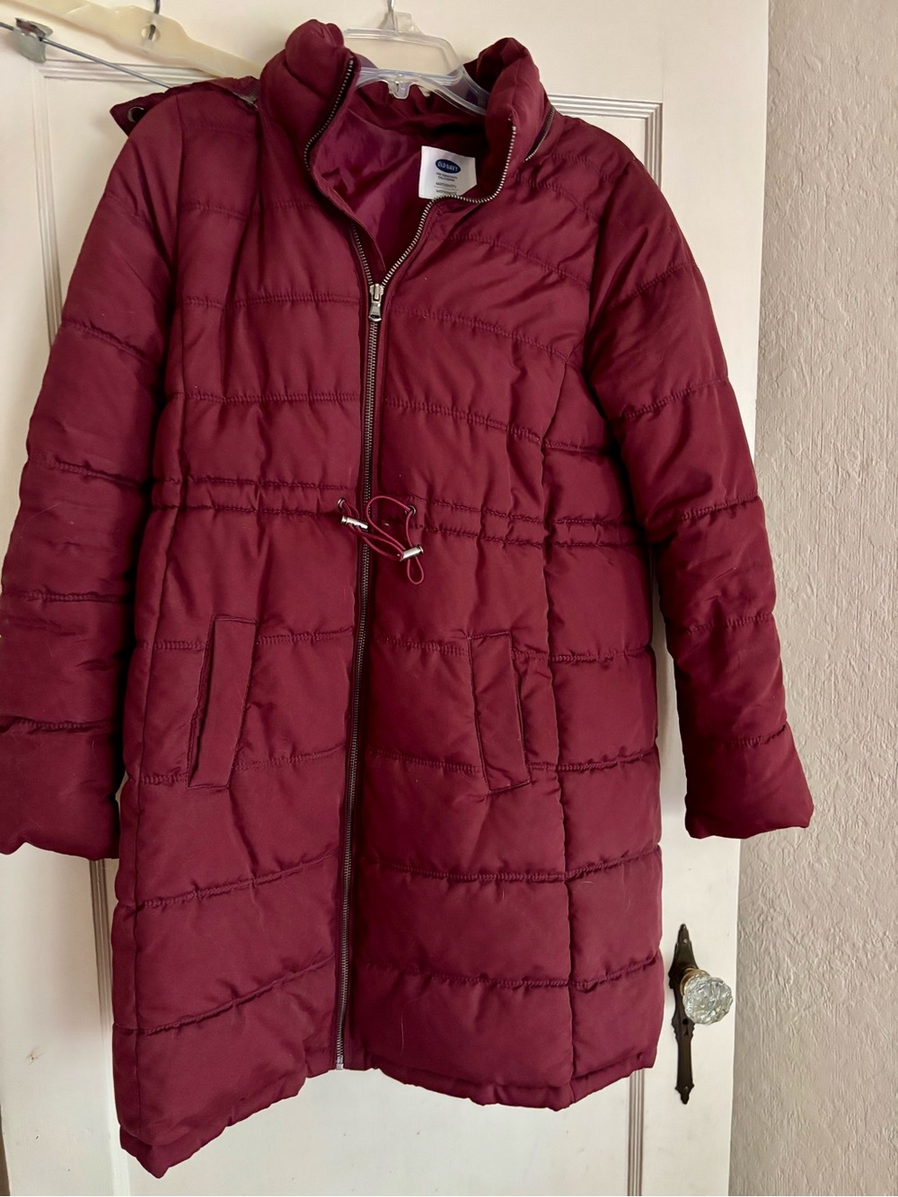 Old Navy maternity Long Puffer Coat - Burgundy